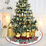 EKOREST Christmas Tree Skirt 48 Inches, Red Buffalo Plaid with Truck Pencil Tree Skirt, Winter Xmas Tree Mat Decorations for Home Party Holiday Decorations EKOREST
