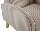 BESTANO Striped Accent Chair for Living Room, Farmhouse Linen Upholstered Striped Arm Chair Seat Reading Chairs Bedroom Side Seating for Home Office, Beige with Stripe BESTANO
