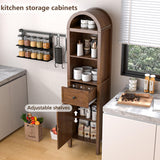 Lxsxlome 64" Tall Bathroom Storage Cabinet with Adjustable Shelves,Tall Narrow Arched Freestanding Tower Cabinet with Fluted Doors and Drawers,Space Saving Organizer for Bathroom Living Room (Walnut) Lxsxlome