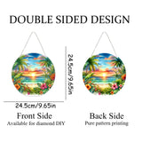 JJFox Diamond Art Hanging Kit for Adult,Special Shaped Rhinestone,Double Sided DIY Acrylic 5D Diamond Art Painting Window Pendants Home Garden Wall Hanging Kits Hanging Ornament (Summer Beach) JJFox