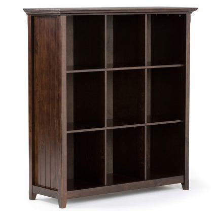 SIMPLIHOME Acadian SOLID WOOD 44 Inch Transitional 9 Cube Bookcase and Storage Unit in Brunette Brown, For the Living Room, Study Room and Office - WoodArtSupply