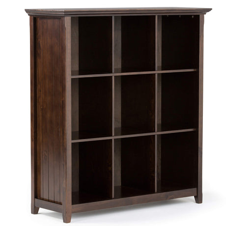 SIMPLIHOME Acadian SOLID WOOD 44 Inch Transitional 9 Cube Bookcase and Storage Unit in Brunette Brown, For the Living Room, Study Room and Office SIMPLIHOME