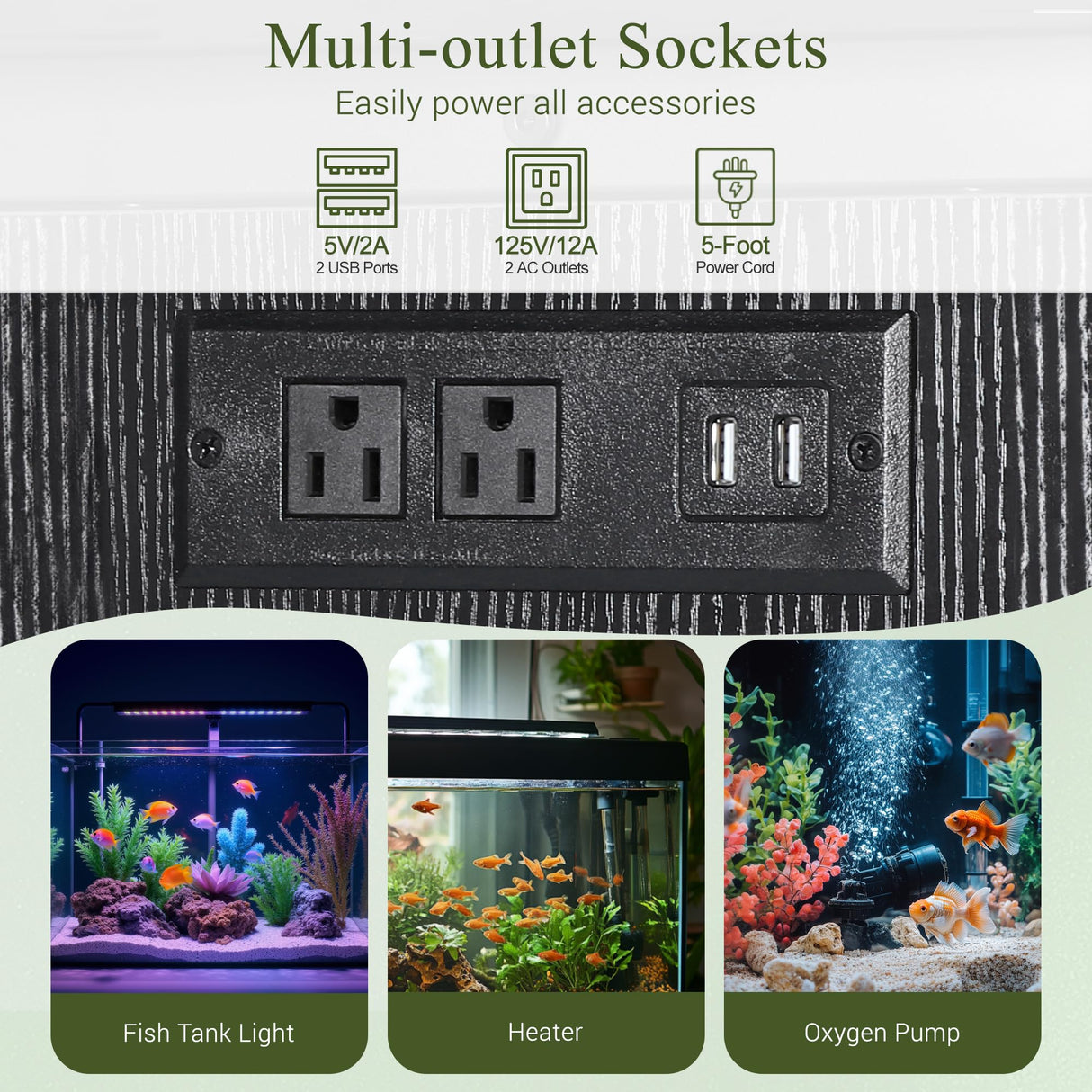 ZENY 20-29 Gallon Fish Tank Stand with Cabinet for Fish Tank Accessories Storage, Metal Double Aquarium Stand, 30.71''L x 12.6''W Tabletop, 330LBS Capacity ZENY