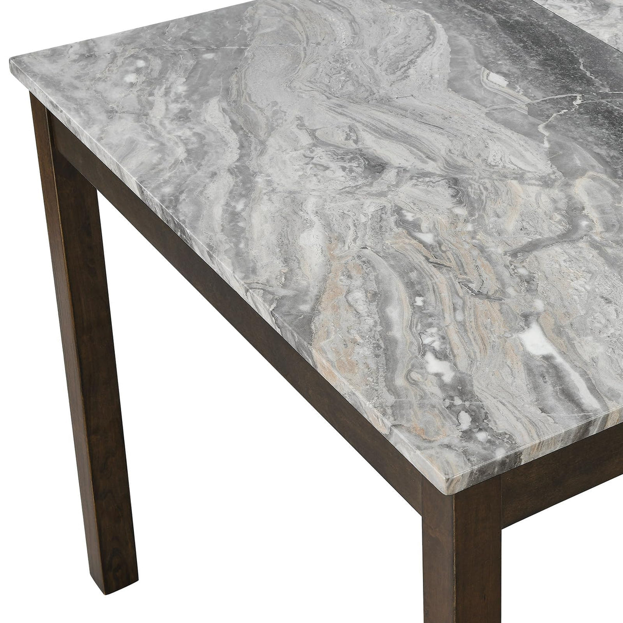 HOPETANA 7-Piece Rectangular Dining Table Set - Faux Marble Top, Farmhouse Style Kitchen Furniture for Family Gatherings and Holiday Meals HOPETANA