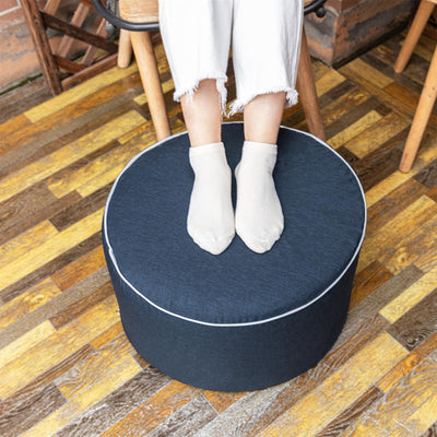 AbunHeri Outdoor Ottoman Outdoor Ottomans for Patio 19x12 Inches Modern Lightweight Foam Stuffed Pouf Outdoor Footstool Footrest Foot Stool Waterproof (Navy Blue)