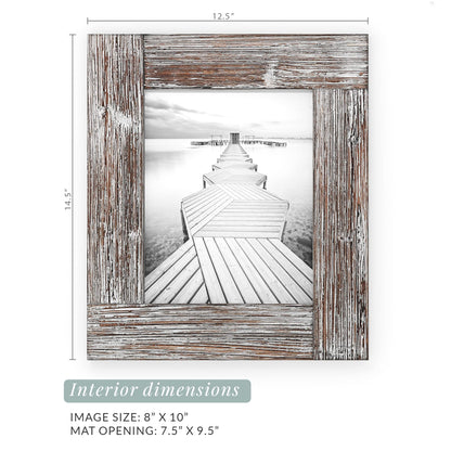 Barnyard Designs Rustic Picture Frame, Distressed Brown Wood Picture Frame, Rustic Frame Vertical or Horizontal Display, Tabletop or Wall Hanging Farmhouse Frame (8"x10" / 1 Frame)