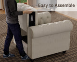 Morden Fort Classic Chesterfield Sofa Set 82'', Tufted Sofa Couch Set with Solid Wood Legs Thick Cushion, Pet-Friendly 3-Seater Sofas Couches for Living Room Bedroom Apartment - Linen Beige Morden Fort