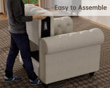 Morden Fort Sofa Set, Chenille Beige, 82''W x 34.5''D x 30''H, Chesterfield Style, Tool-Free Assemble, Pet-Friendly, 1430LBS Weight Capacity Morden Fort