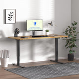 FLEXISPOT E6 Max Solid Wood Dual Motor 3 Stages Standing Desk 63x24 Inch Whole-Piece Rubber Wood Electric Height Adjustable Stand Up Desk Large Load Capacity (Black Frame + Solid Wood Desktop) FLEXISPOT