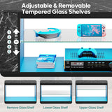 Bestier Led Entertainment Center for PS5,Xbox,Gaming TV Stand with Cabinet for 60/65 Inch TV, Modern TV Console with Adjustable Glass Shelf for Living Room Easy Assembly Black Marble Bestier