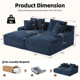 ComeWay 78" Oversized Double Lounge Chaise, Fluffy Upholstered Boneless Cloud Couch No Assembly Required with 4 Pillows, Modern Corduroy Loveseat Sleeper Sofa for Living Room Bedroom Reading, Blue ComeWay