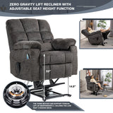 REHOUSING Oversized Power Lift Recliner Big Man 400lbs, Extra Wide Recliner Chair with Lifts Vertically for Elderly, Features Cup Holder, Heat and Massage, Zero Gravity Lay Flat for Adults (Grey) REHOUSING