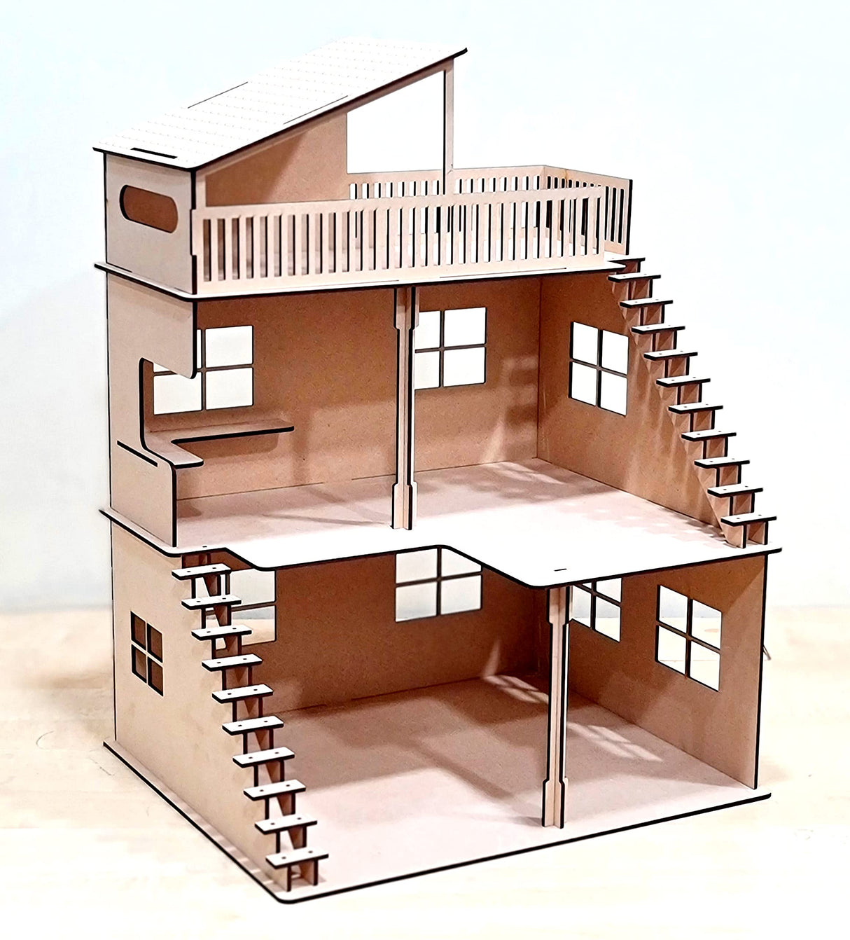 StonKraft Wooden Doll House Dollhouse - Home Decor, Construction Toy, Modeling Kit, School Project - Easy to Assemble 3D Puzzle StonKraft