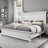 YUMPIE Farmhouse King Size Wood Bed Frame with Headboard and Footboard, No Box Spring Needed, Rustic Platform Bed with 12 Wood Slats Support, Distressed White YUMPIE