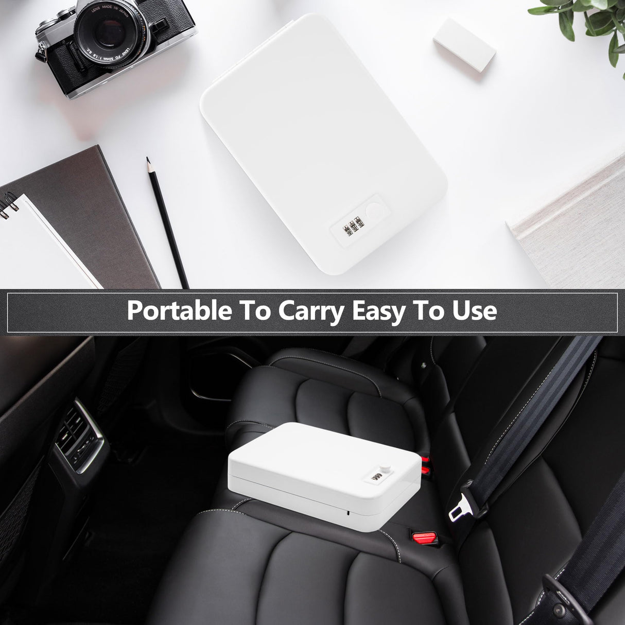 Sgorlds Gun Safe for Pistol, Portable Handgun Lock Box with Combination Lock, Pistol Safe for Car, Home, Travel, 11.5" x7.5" x2.5", White Sgorlds