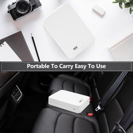 Sgorlds Gun Safe for Pistol, Portable Handgun Lock Box with Combination Lock, Pistol Safe for Car, Home, Travel, 11.5" x7.5" x2.5", White Sgorlds