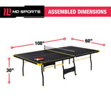 MD Sports Table Tennis Set, Regulation Ping Pong Table with Net, Paddles and Balls (8 Pieces) - Black & Yellow MD Sports