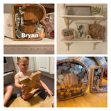 Personalized Large Wooden Kids Letter Piggy Bank Custom Name Coin Bank, (Laser Engraved Name) Wood Alphabet Letter Bank Money Box Birthday (B) ladenk