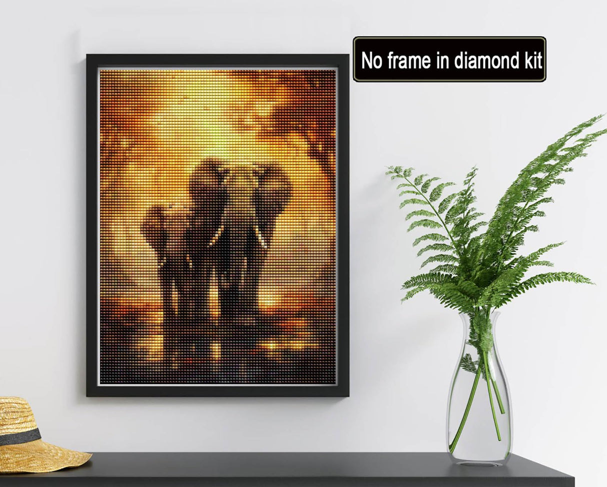Reofrey DIY Diamond Art Painting Kit for Adults - Elephant, Animal Full Drill Round Rhinestone Painting Accessories, Cross Stitch Embroidery for Crafts (30x40 cm/ 12x16 inch) Reofrey