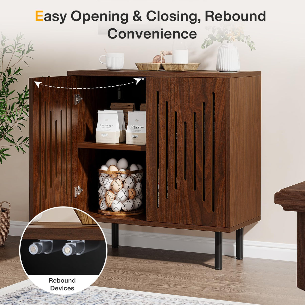 Tribesigns Set of 2 Sideboard Buffet with Storage, 59" Buffet Sideboard Cabinet with Adjustable Shelves, Accent Storage Cabinet for Living Room, Dark Brown Tribesigns