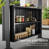 Domi 6x10FT Hardtop Grill Gazebo, BBQ Gazebo with Double Galvanized Steel Roof, 2 Storage Cabinets and Ceiling Hooks, Outdoor Grill Shelter for Backyard, Lawn and Garden(Gray) domi outdoor living