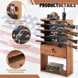 Colingmill Patriotic Wooden Gun Racks for 4 Rifles, American Flag Horizontal Gun Display Stand Cabinet Shelf with Storage Compartment for Shotgun Accessories, 35 x 20 x 13 Inch Colingmill