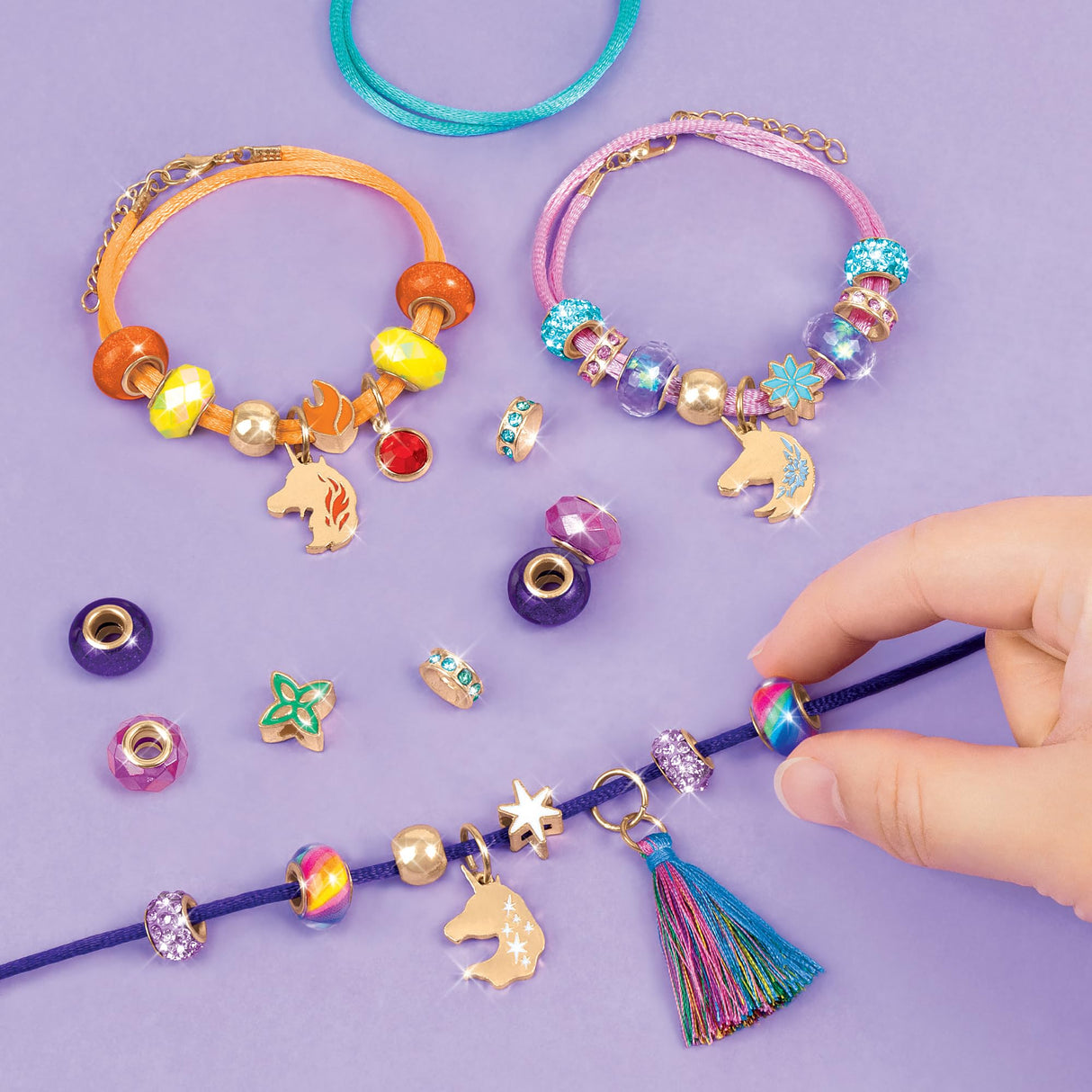 Make It Real: Unicorn Academy: Enchanting Unicorn Charms Bracelet Kit - 39pc DIY Jewelry Craft, Make 4 Charm & Bead Bracelets, Netflix Series, Kids 8+ Make It Real