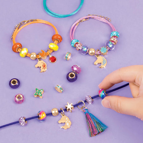 Make It Real: Unicorn Academy: Enchanting Unicorn Charms Bracelet Kit - 39pc DIY Jewelry Craft, Make 4 Charm & Bead Bracelets, Netflix Series, Kids 8+ Make It Real