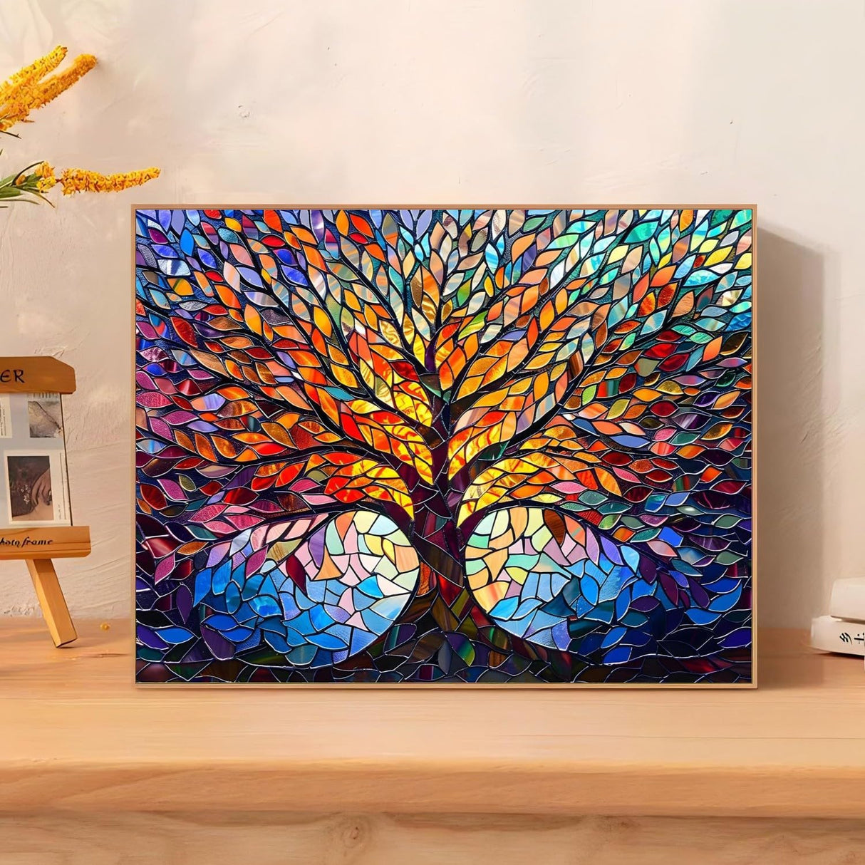 Tree Diamond Art Kits for Adults, Glass Style Diamond Painting Kits, Gem Art Kit for Gifts and Home Interior Decor 12x16 Inch Reivworl