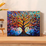 Tree Diamond Art Kits for Adults, Glass Style Diamond Painting Kits, Gem Art Kit for Gifts and Home Interior Decor 12x16 Inch Reivworl
