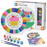 MindWare Paint Your Own Porcelain Plates - Kit Includes 2 Porcelain Plates, 12 Paints, 2 Paint Brushes, and 2 Stands MindWare