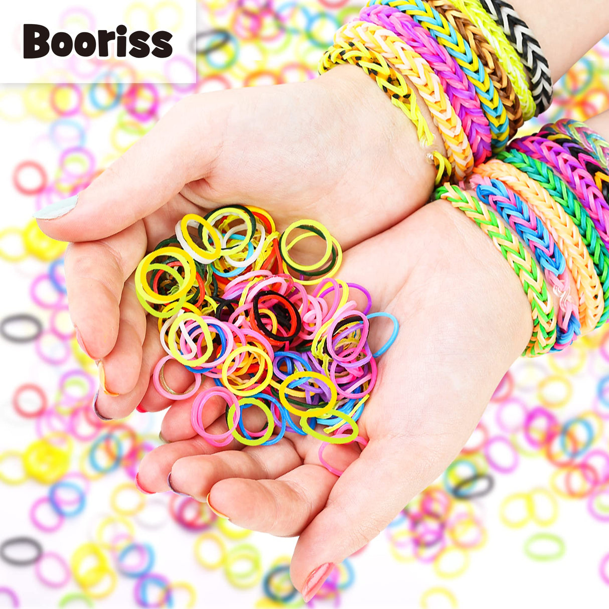 12730+ Loom Rubber Bands Refill Kit in 26 Color with 500 Clips,6 Hooks, Premium Bracelet Making Kit for Weaving DIY Crafting Gift Booriss