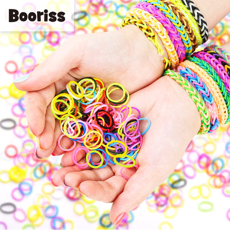 12730+ Loom Rubber Bands Refill Kit in 26 Color with 500 Clips,6 Hooks, Premium Bracelet Making Kit for Weaving DIY Crafting Gift Booriss