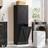 DWVO Tilt Out Laundry Hamper - 53" Tall Bathroom Storage Cabinet Laundry Cabinet with Adjustable Shelves and Clothes Basket, Laundry Hamper Shelf for Laundry Room Bathroom Organizer, Black DWVO