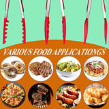 HST 3 Pack Kitchen Tongs, Non Stick Stainless Steel 9 Inch Tongs With Silicone Tip for Cooking BBQ Baking(Red) H S T