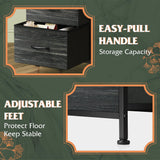 WLIVE Nightstand with 3 Drawers, Fabric Dresser, Organizer Unit, Storage Dresser for Bedroom, Hallway, Entryway, Closets, Steel Frame, Wood Top, Easy Pull Handle, Charcoal Black Wood Grain Print WLIVE