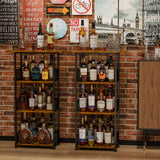 Eyteenokk Wine Rack Freestanding Floor:4 Tier Whiskey Wine Rack Mini Bar Cart,Liquor Cabinet-Home Bar for Bottles,Cocktail Shaker,Mugs-(23.6 * 11.8 * 40inch) Eyteenokk