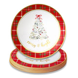 Kate Aspen 13" Disposable Holiday Placemats/Chargers, 24-Pack – Spillproof & Durable Merry & Bright Christmas Tree Design & Festive Red & Green Plaid Border Kate Aspen