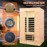 2 Person Infrared Sauna, Low EMF Far Infrared Sauna, Canadian Hemlock Wood Sauna for Home 1500W Indoor Sauna Home Spa Sauna with Bluetooth Speakers, Reading Lights, Roof Vent, Tempered Glass SALUSHEAT