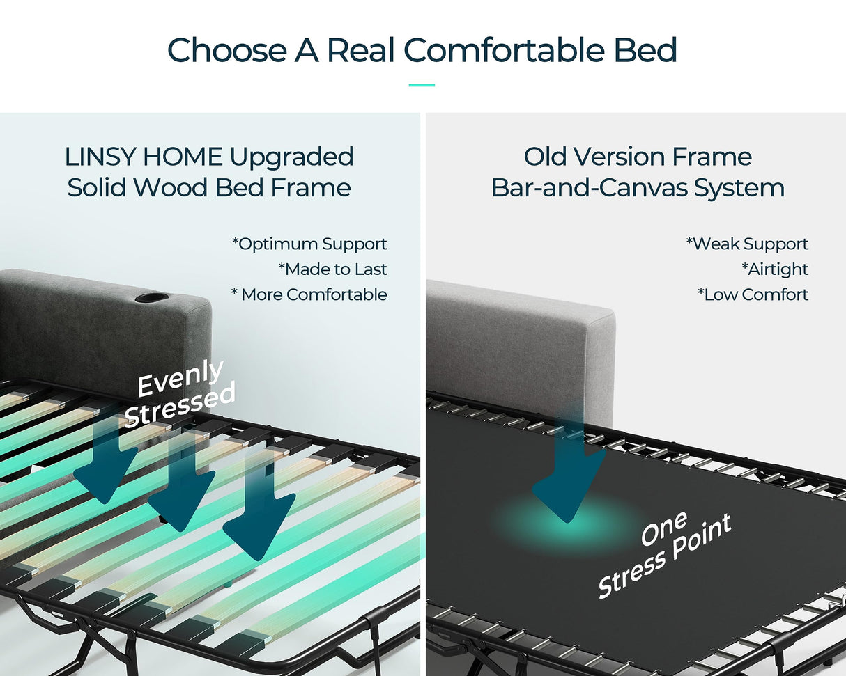 LINSY HOME Pull Out Sofa Bed, Queen Sleeper Sofa Couch with Memory Foam Mattress, Large Sofa Sleeper Pullout Couch Bed for Living Room Office, Dark Grey, Queen Size LINSY HOME