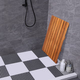 VaeFae Teak Shower Mat, Non-Slip Bath Mat, Luxury Spa Mat, Wooden Mat for Bathtub (Large) VaeFae
