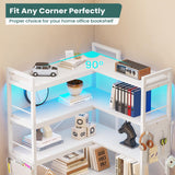 SEDETA 5 Tier Corner Bookshelf, Modern Corner Bookcase, Convertible Bookshelf with Storage Bag, Pegboard & LED Light, Tall Bookshelves for Bedroom, Living Room and Home Office, White SEDETA