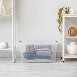 IRIS USA 72 Qt Stackable Plastic Storage Bins with Lids, 4 Pack - BPA-Free, Made in USA - See-Through Organizing Solution, Latches, Durable Nestable Containers, Secure Pull Handle - Clear Iris Ohyama