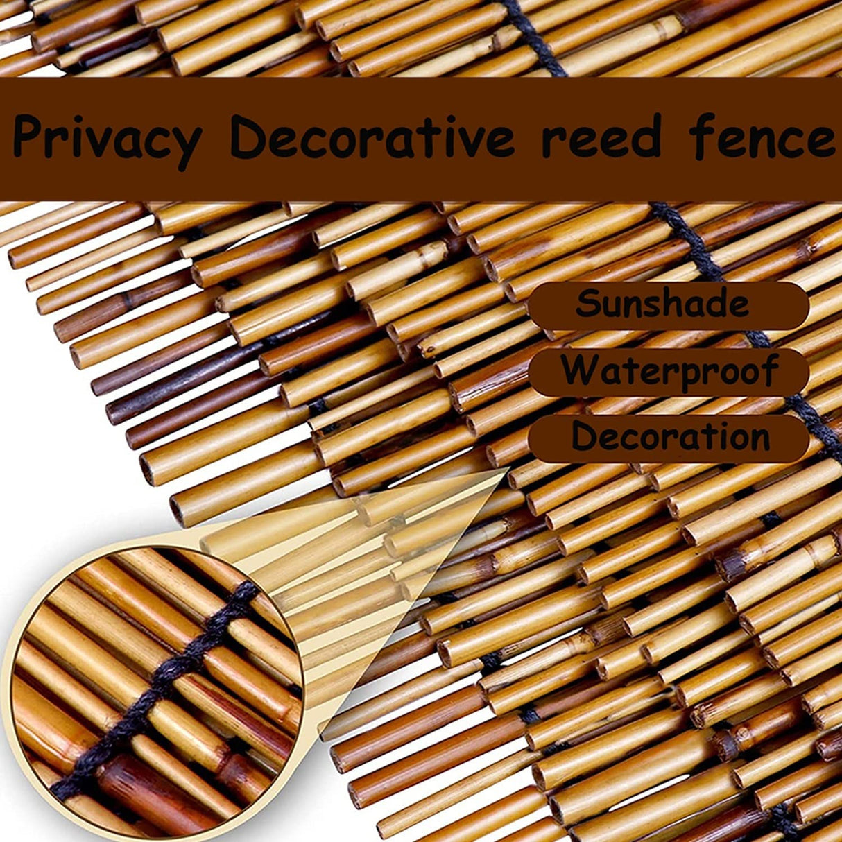 Natural Bamboo Fencing for Garden, Reed Fence,Decorative Rolled Willow Border Screen, Hand-Woven,Sun Shade,Waterproof,for Balcony,Patio,Garden (Size : 90x200CM(35x79in)) Bcofo