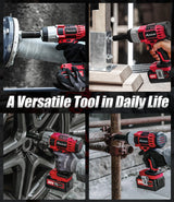 AVID POWER Cordless Impact Wrench, 1/2 Impact Gun w/Max Torque 330 ft lbs (450N.m) (Light Red) AVID POWER