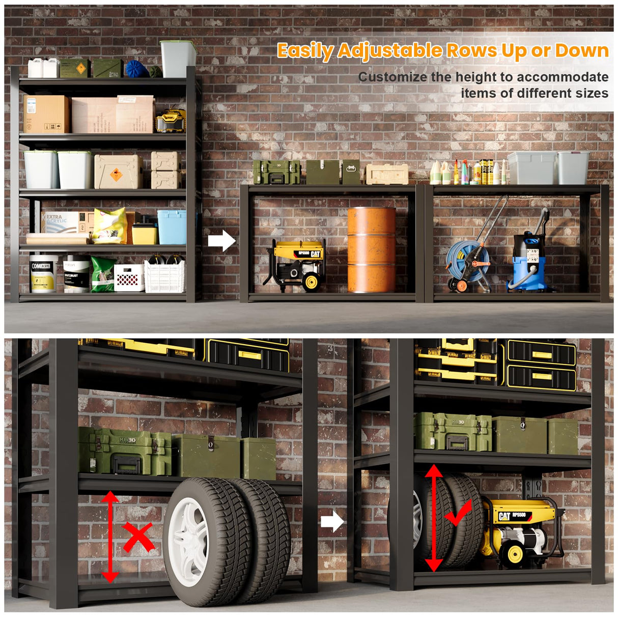 IRONFFICE Metal Storage Shelves Heavy Duty,3000LBS Load Garage Storage Shelves,84''H Shelving Units and Storage,Basement Storage Utility Shelves, IRONFFICE