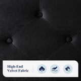 Allewie Full Size Bed Frame, Velvet Upholstered Platform Bed with Adjustable Diamond Button Tufted & Nailhead Trim Headboard, Wood Slat Support, Easy Assembly, No Box Spring Needed, Black Allewie