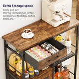 SWTYMIKI Coffee Bar Cabinet for Home - Farmhouse Coffee Stand Station Multi-Purpose Buffet Sideboard Cabinet with Drawers - Kitchen Bar Table for Living Room, Corner, Small Space, Espresso SWTYMIKI