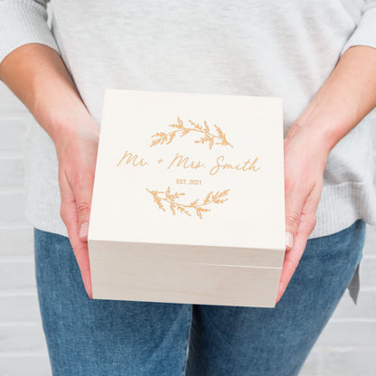 WEDDINGSTAR Custom Engraved Wooden Keepsake Gift Box with Removable Lid - Signature Script - WoodArtSupply