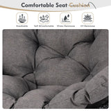 Double Hanging Egg Chair with Stand for Outdoor, Oversized 2 Person Wicker Rattan Swing Chair w/Convertible Armrest for Reclining Seat, All-Weather Cushion and Heavy Duty Frame, 700Lbs Cap. (Grey) DAIJIA CHINA